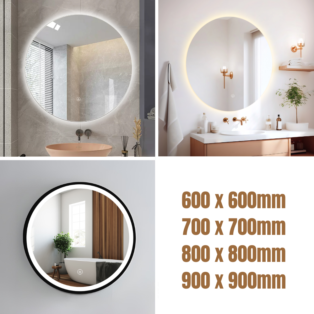 Mirror Round LED Frameless/Black Frame